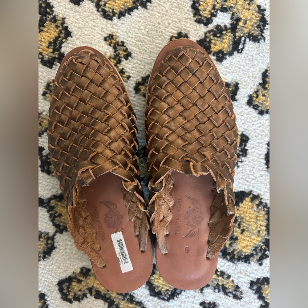 Handmade woven mules